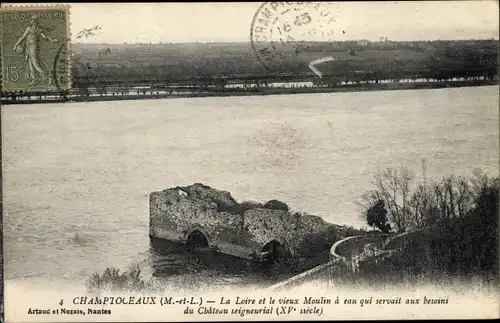 Ak Champtoceaux Maine-et-Loire, La Loire et le Vieux Moulin