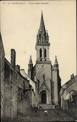 Ak Les Ponts de Cé Maine et Loire, Église Saint Maurille