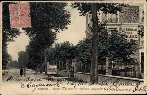 Ak Yerres Essonne, Route de Brunoy et Hôtel des Camaldules
