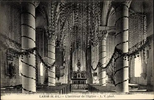 Ak Lasse Maine et Loire, Intérieur de l´Église