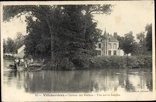 Ak Villeherviers Loir-et-Cher, Château des Roches, Vue sur le Sauldre