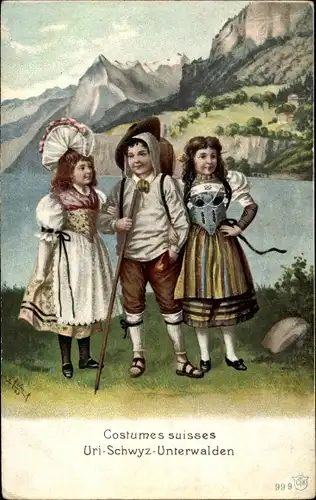 Künstler Ak Costumes suisses, Uri, Schwyz, Unterwalden