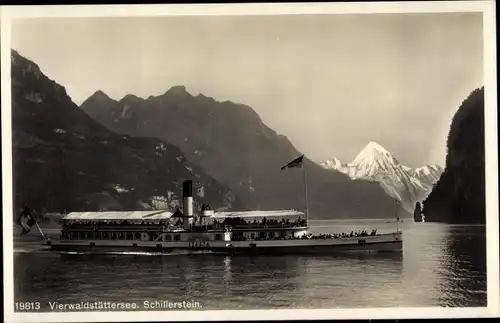 Ak Vierwaldstättersee Kanton Uri, Schillerstein, Salondampfer Italia