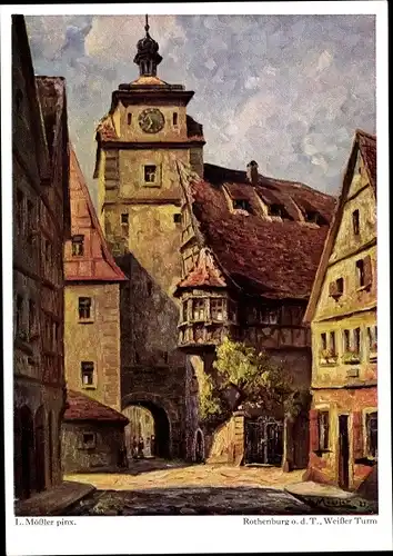 Künstler Ak Mößler, L., Rothenburg ob der Tauber Mittelfranken, Altes Rathausportal