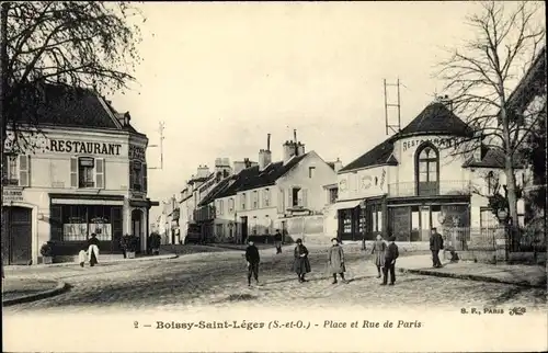 Ak Boissy Saint Leger Val de Marne, Place et Rue de Paris