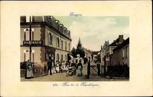 Passepartout Ak Souppes sur Loing Seine et Marne, Rue de la République