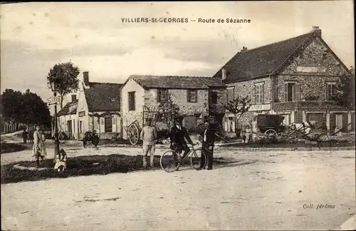 Ak Villiers-Saint-Georges Seine et Marne, Route de Sézanne