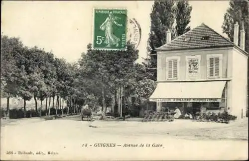 Ak Guignes Seine et Marne, Avenue de la Gare