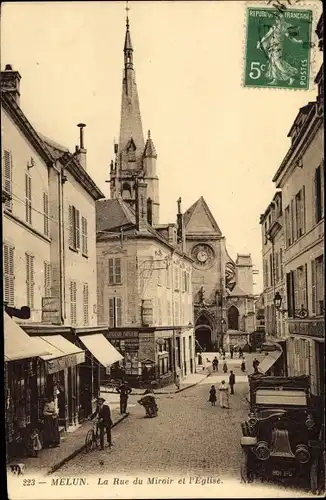 Ak Melun Seine et Marne, Rue du Miroir et de l´Église