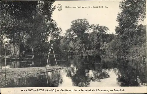 Ak Vert le Petit Essonne, Confluent de la Juine et de l´Essonne