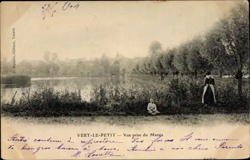 Ak Vert le Petit Essonne, Vue prise du Marais