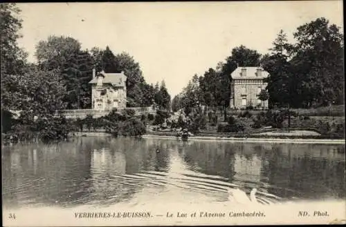 Ak Verrières le Buisson Essonne, Lac et l´Avenue Cambacérès