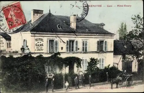 Ak La Menitre Maine et Loire, Gare, Hotel Emery