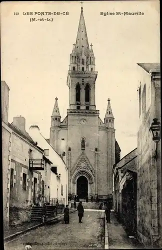 Ak Les Ponts de Cé Maine et Loire, Eglise St. Maurille