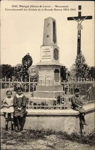 Ak Marigné Les Hauts d’Anjou Maine et Loire, Monument, Commemoratif des Soldats de la Grande Guere