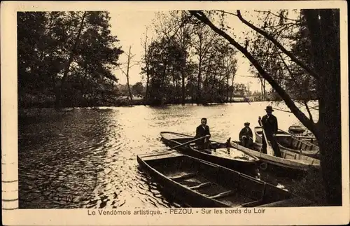 Ak Pezou Loir et Cher, Le Vendomois artistique, Sur les bords du Loir, Ruderboote