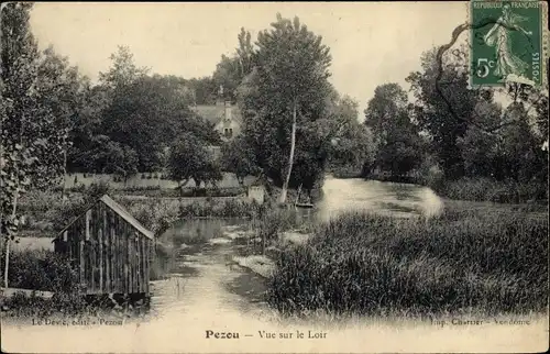 Ak Pezou Loir et Cher, Vue sur le Loir