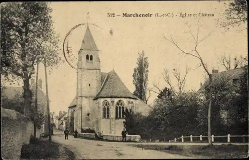 Ak Marchenoir Loir et Cher, Eglise et Chateau