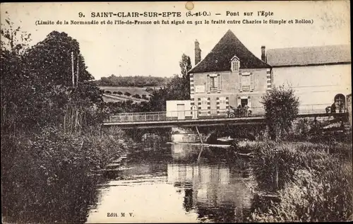 Ak Saint Clair Sur Epte Val d’Oise, Pont sur l'Epte