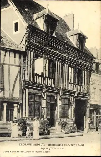 Ak Le Grand Andely Eure, Hostellerie du Grand Cerf, Facade