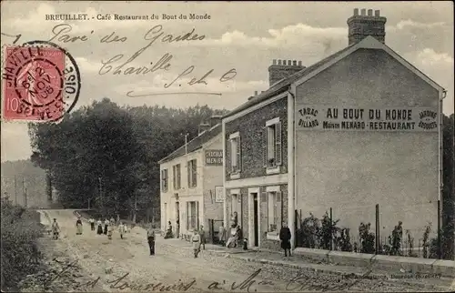 Ak Breuillet Essonne, Café Restaurant du Bout du Monde, Chocolat Menier