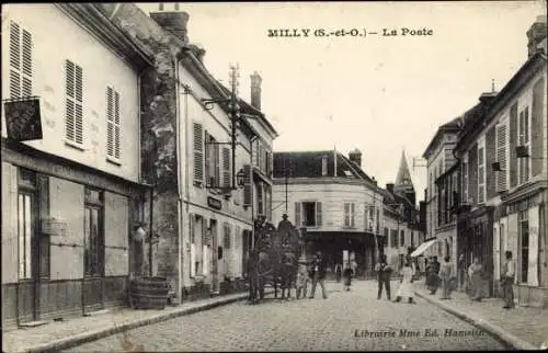 Ak Milly la Forêt Essonne, La Poste, Kutsche