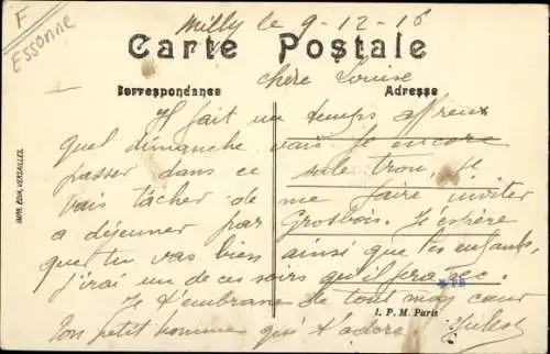 Ak Milly la Forêt Essonne, La Poste, Kutsche