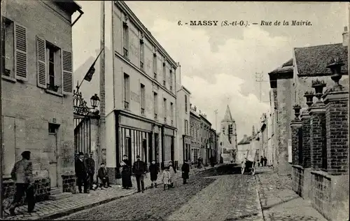 Ak Massy Essonne, Rue de la Mairie, Epicerie, Eglise