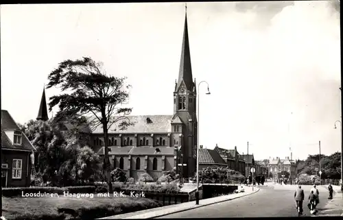 Ak Loosduinen Südholland, Haagweg mt R K Kerk