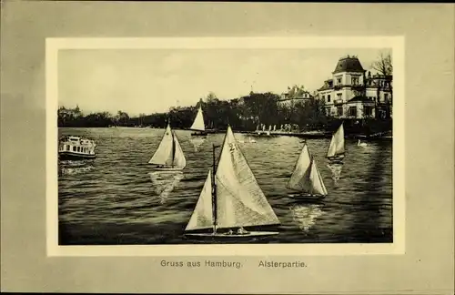 Ak Hamburg Rotherbaum, Alsterpartie, Segelboote