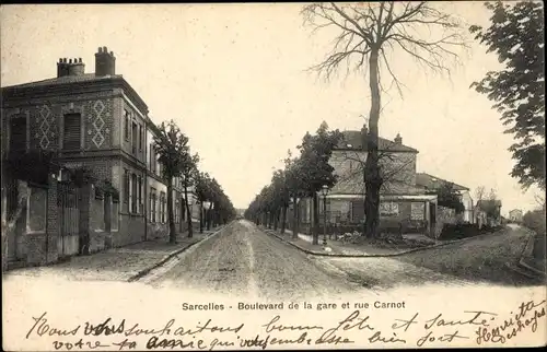 Ak Sarcelles Val d’Oise, Boulevard de la gare et rue Carnot