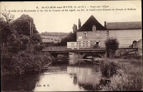 Ak Saint Clair Sur Epte Val d’Oise, Pont sur l'Epte