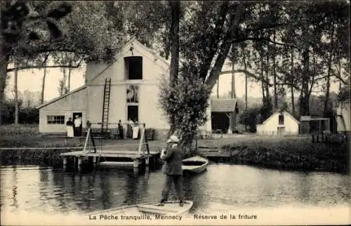 Ak Mennecy Essonne, La Peche tranquille, Reserve de la friture