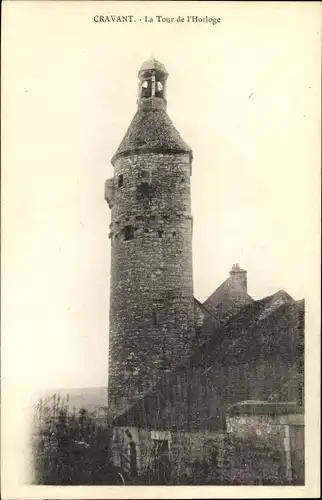 Ak Cravant Yonne, La Tour de l'Horloge