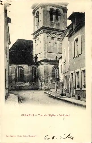Ak Cravant Yonne, Tour de l'Eglise, Cote Nord