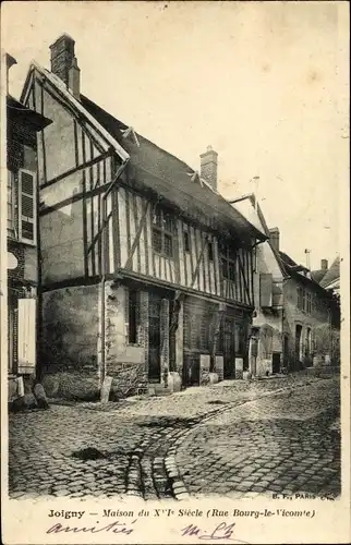 Ak Joigny Yonne, Maison du XI Siecle, Rue Bourg le Vicomte