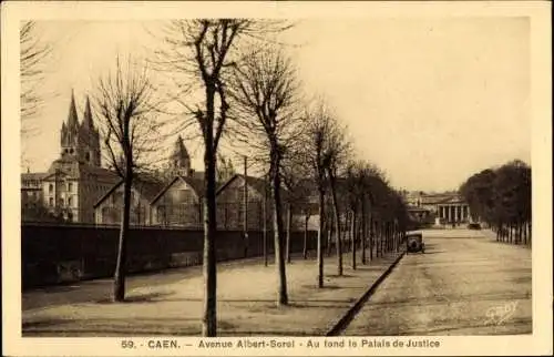 Ak Caen Calvados, Avenue Albert Sorel, Au fond le Palais de Justice