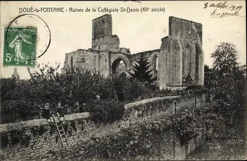 Ak Doué la Fontaine Maine et Loire, Ruines de la Collegiale St Denis