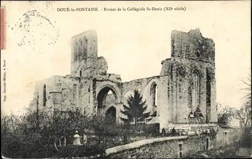 Ak Doué la Fontaine Maine et Loire, Ruines de la Collegiale St Denis