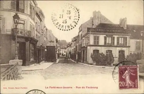 Ak La Ferté-sous-Jouarre Seine-et-Marne, Rue du Faubourg, Café