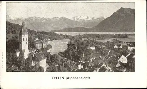 Ak Thun Kanton Bern Schweiz, Stadtansicht, Alpen