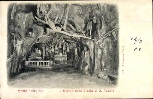 Ak Sizilien, Monte Pellegrino, L'interno della Grotta di S. Rosalia