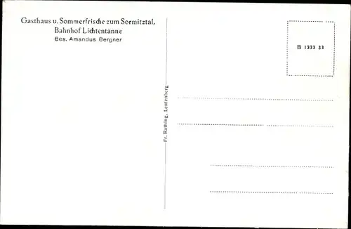 Ak Lichtentanne Probstzella Thüringen, Gasthaus zum Sormitztal