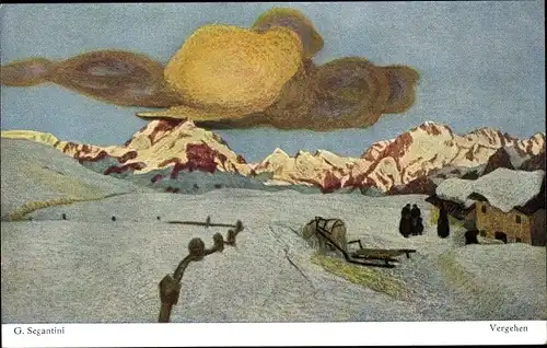 Künstler Ak Segantini, Giovanni, Vergehen, Winterlandschaft, Allegorie