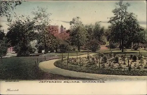 Ak Omaha Nebraska USA, Jefferson Square, hand colored