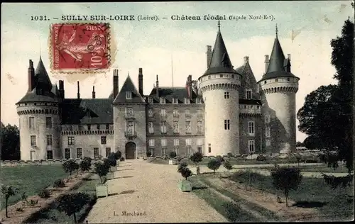 Ak Sully sur Loire Loiret, Château Féodal