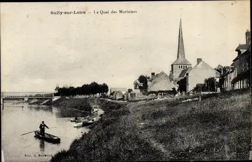 Ak Sully sur Loire Loiret, Quai des Mariniers