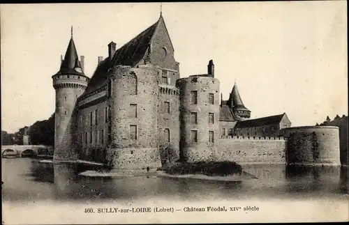 Ak Sully sur Loire Loiret, Château Féodal du XIVe Siècle