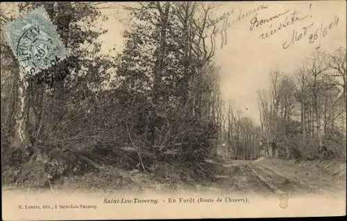 Ak Saint Leu Val d´Oise, Taverny, En Forêt, Route de Chauvry