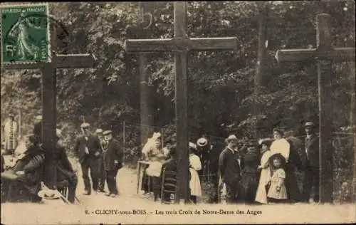 Ak Clichy sous Bois Seine Saint Denis, Trois Croix de Notre Dame des Anges